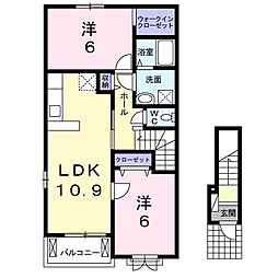 ビューテラス陶1 2LDKの間取図画像