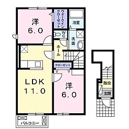 ブルーパインB 2LDKの間取図画像