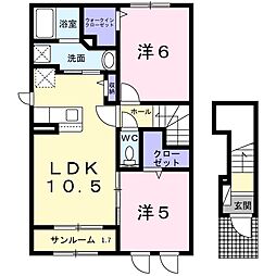 フォンテーヌ2B 2LDKの間取図画像