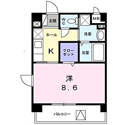クラール南町田 1Kの間取図画像