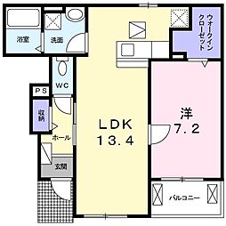 インクルード・ピュア3 1LDKの間取図画像
