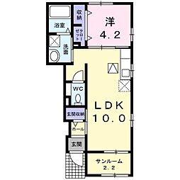 レーヴ・アミティエ弐番館 1LDKの間取図画像