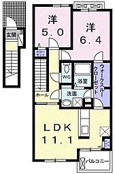 プラシードSK1 2LDKの間取図画像