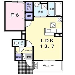 ラ・フルールサクラ 1LDKの間取図画像
