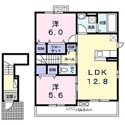 ラ・フルールサクラ 2LDKの間取図画像