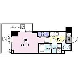 プルメリア 1Kの間取図画像