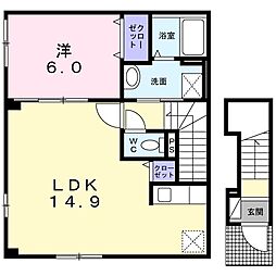 アニーハイツ2 1LDKの間取図画像