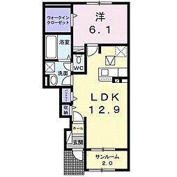 シオン3 1LDKの間取図画像