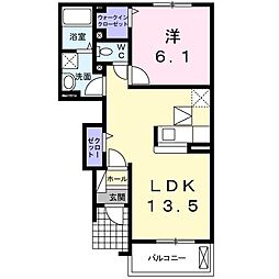 エスポワールA 1LDKの間取図画像