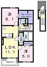 ピーコック3 2LDKの間取図画像
