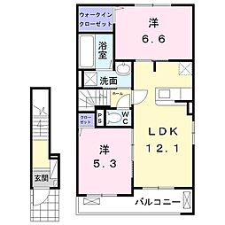 イリーデA 2LDKの間取図画像