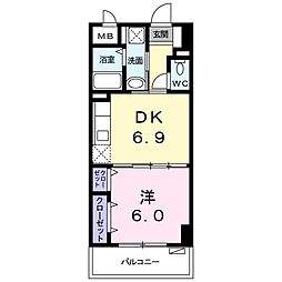 シャルマンリヴェール 1DKの間取図画像