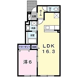 アティード 1LDKの間取図画像