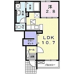 サムスマイルガーデン 1LDKの間取図画像