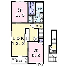 テラ・クオーレA 2LDKの間取図画像