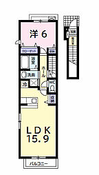 プリティー 1LDKの間取図画像