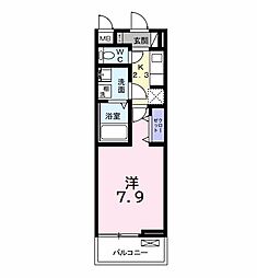 ウッドプレイス 1Kの間取図画像