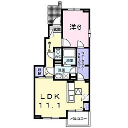 プレザントハウスA 1LDKの間取図画像