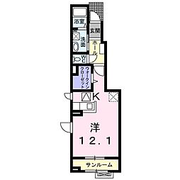 ラ・ルジュ・アン ワンルームの間取図画像