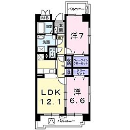 エスポ三池 2LDKの間取図画像