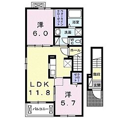 マリアナオ・N1 2LDKの間取図画像