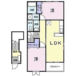 エスポワールETOA棟 2LDKの間取図画像