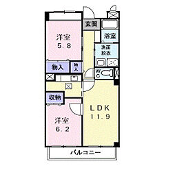 フレール与野本町弐番館 2LDKの間取図画像