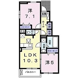 スプリーム・レジデンス1 2LDKの間取図画像
