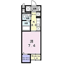 ベルオーブ3 1Kの間取図画像