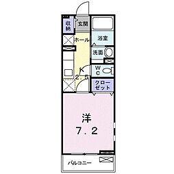 エレガンテ・フィオーレB 1Kの間取図画像