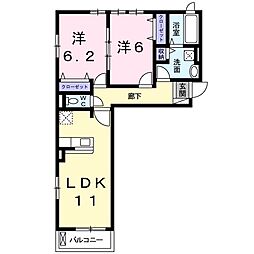 チャク壱番館 2LDKの間取図画像