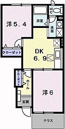 セレッソA 2DKの間取図画像