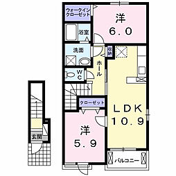 ワイズ・コート2 2LDKの間取図画像