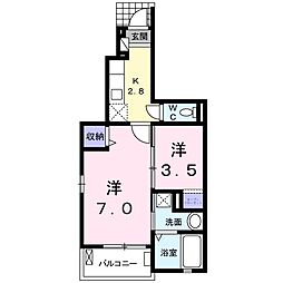アプリコットA 1SKの間取図画像