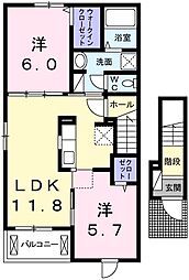 シェルト6 2LDKの間取図画像