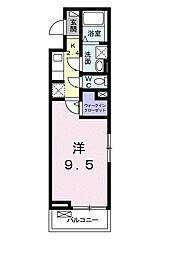 ヴェルレーヌ 1Kの間取図画像