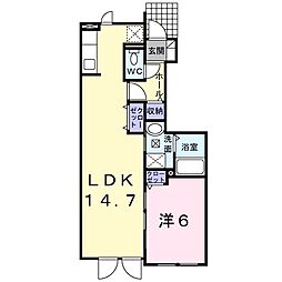 メゾンドソレイユ 1LDKの間取図画像