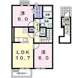 ライジングサン 2LDKの間取図画像