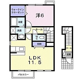 クレイドル 1LDKの間取図画像