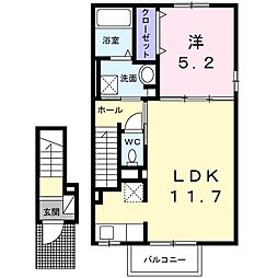 メゾン松籟 1LDKの間取図画像