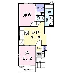 カーサ・セレノ2 2DKの間取図画像