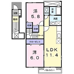 リバーサイドエアリー1 2LDKの間取図画像