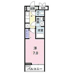 フルリール 1Kの間取図画像