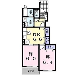 エアリーヒルズ2 2DKの間取図画像