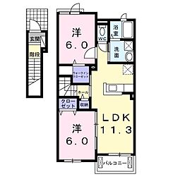 オストラーゼンハオス 2LDKの間取図画像