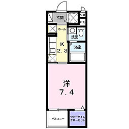 ラフレシール 1Kの間取図画像