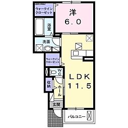 デュオヴィータフェリス 1LDKの間取図画像