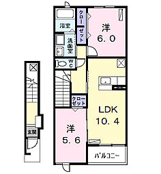 アベリア 2LDKの間取図画像