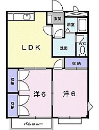 エリール岡本12号棟 2LDKの間取図画像