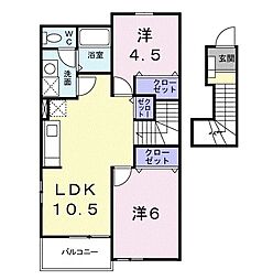 ノエル・エスポワールB 2LDKの間取図画像